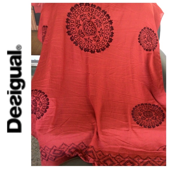 DESIGUAL FOULARD LARGE RECTANGULAR WOOL SCARF NWT - Picture 3 of 16